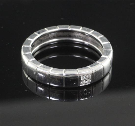 A modern Chopard 18ct white gold and diamond set Ice Cube ring, size O.